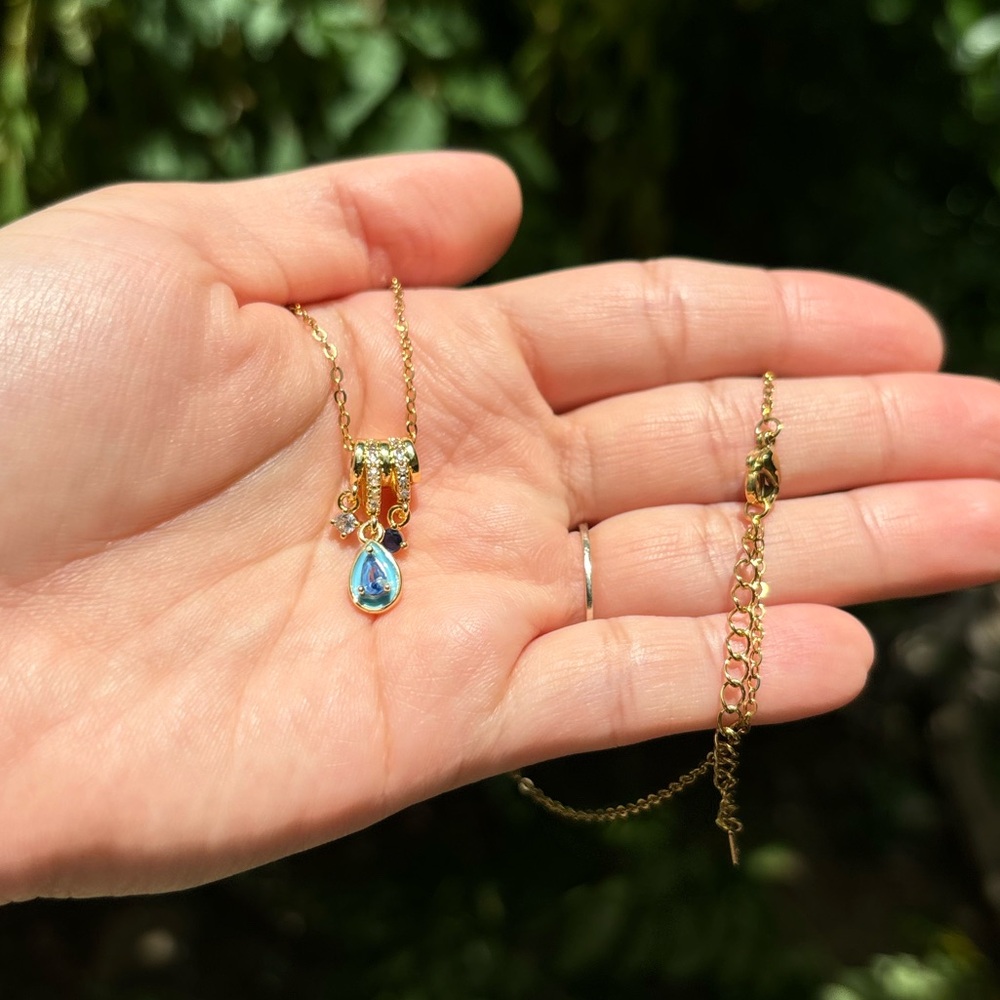 18K Gold Plated Moroccan Style Diamond Charm Necklace - Picture 4 of 6